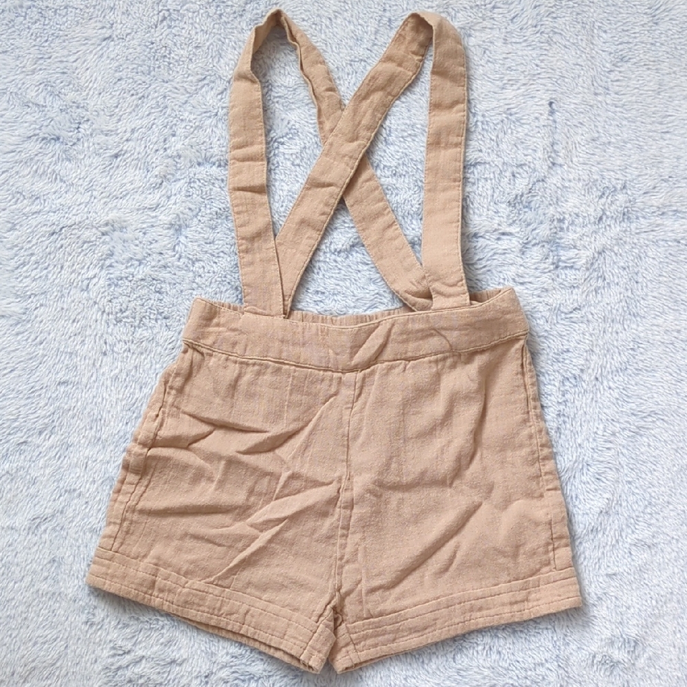 4T Kate Quinn Suspender Shorts Khaki Tan Cotton Gauze